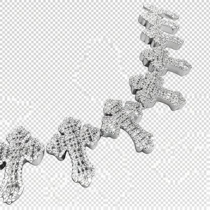 Men's Cross Link VVS D Moissanite Bracelet – 925 Sterling Silver, 14K White Gold Finish, view 3