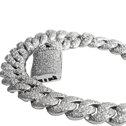 23mm Mosaic Miami Cuban VVS D Moissanite Chain – 925 Sterling Silver, 14K White Gold Finish, view 3