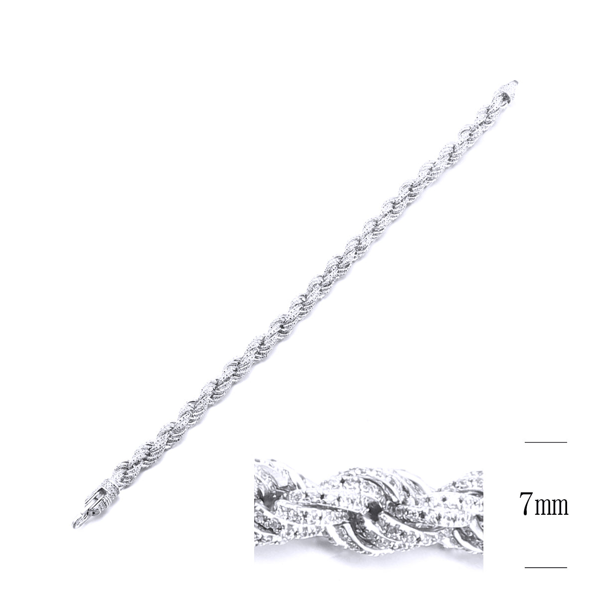 7mm Moissanite Rope Bracelet 6.13 CTW – 925 Sterling Silver, 14K White Gold Finish
