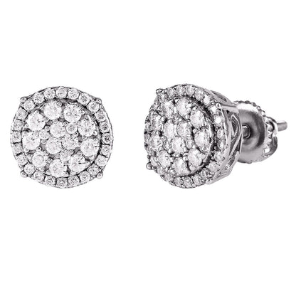 Round Halo Cluster VVS D Moissanite Stud Earrings – 925 Sterling Silver, 14K White Gold Finish, 0.69 CTW