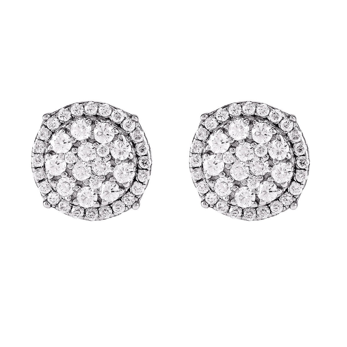 Round Halo Cluster VVS D Moissanite Stud Earrings – 925 Sterling Silver, 14K White Gold Finish, 0.69 CTW, view 2