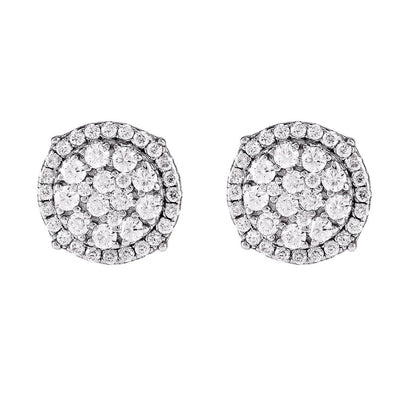 Round Halo Cluster VVS D Moissanite Stud Earrings – 925 Sterling Silver, 14K White Gold Finish, 0.69 CTW, view 2