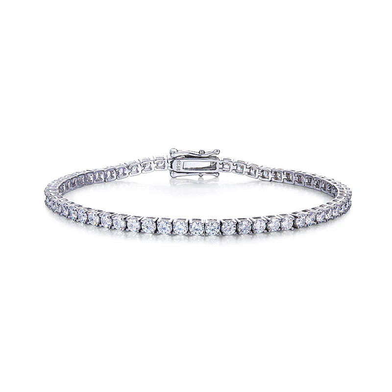3mm VVS D Moissanite Tennis Bracelet – 925 Sterling Silver, 14K White Gold Finish