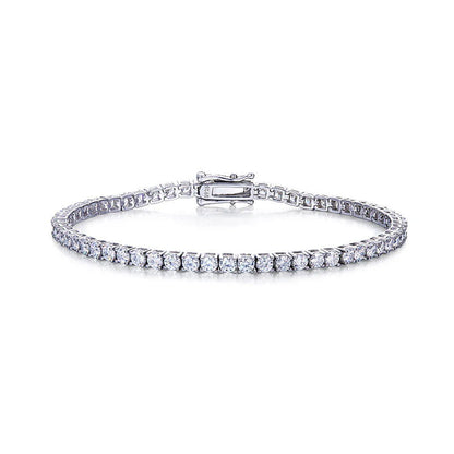 3mm VVS D Moissanite Tennis Bracelet – 925 Sterling Silver, 14K White Gold Finish