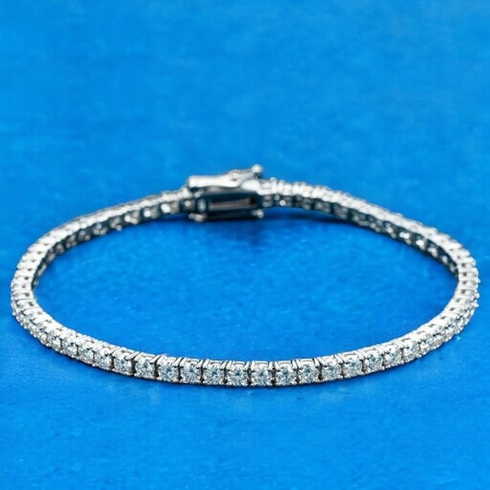 3mm VVS D Moissanite Tennis Bracelet – 925 Sterling Silver, 14K White Gold Finish, view 3