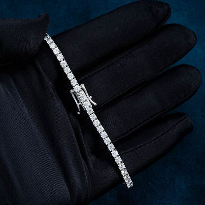 3mm VVS D Moissanite Tennis Bracelet – 925 Sterling Silver, 14K White Gold Finish, view 5
