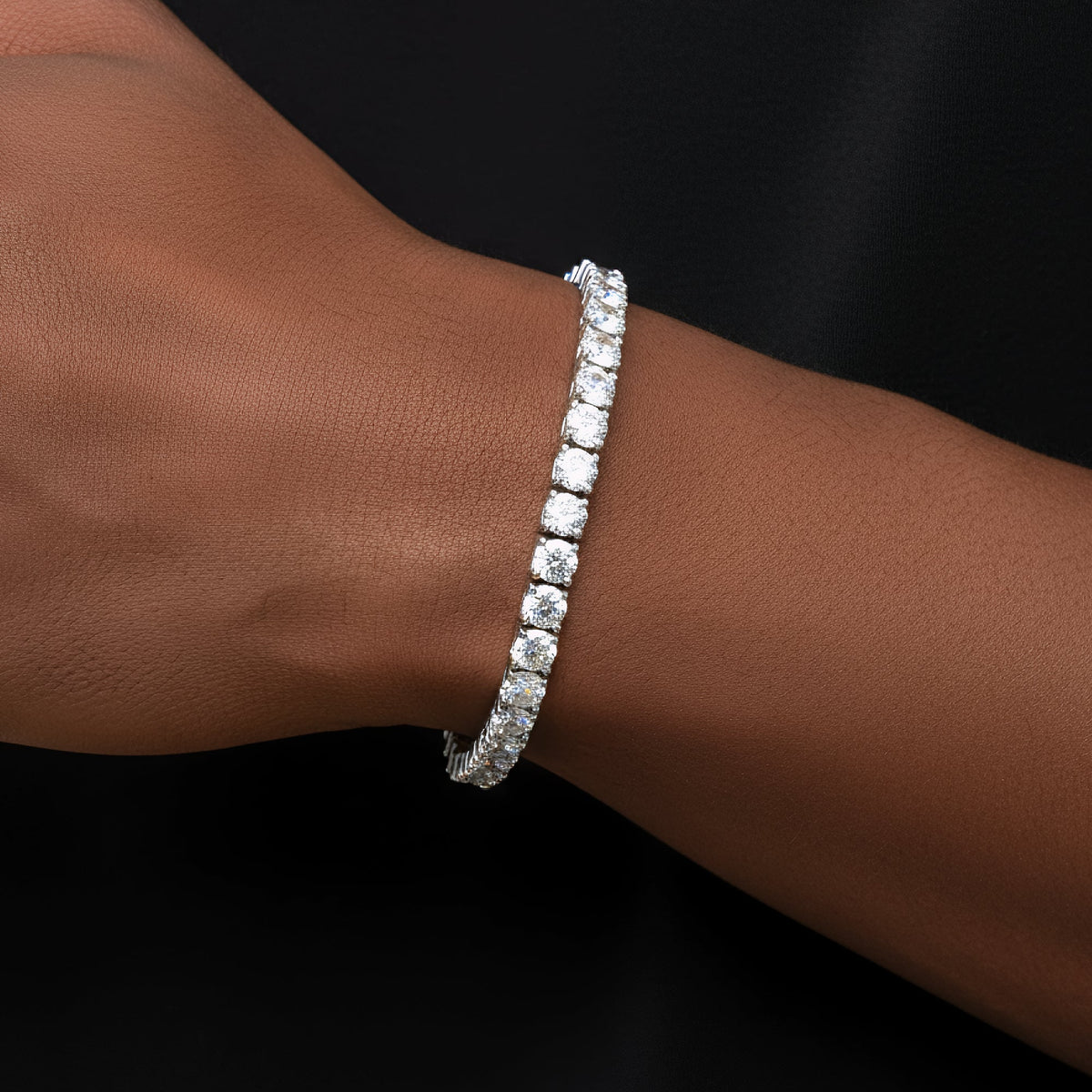 4mm VVS D Moissanite Tennis Bracelet – 925 Sterling Silver, 14K White Gold Finish, view 2