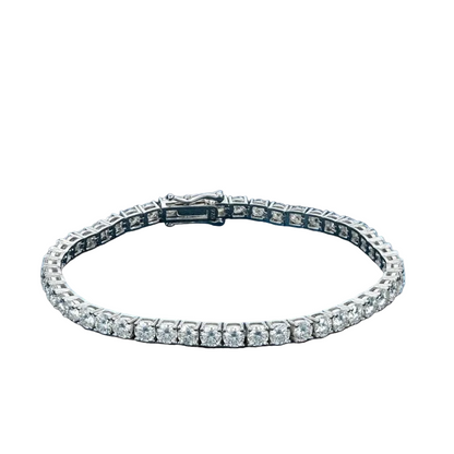 4mm VVS D Moissanite Tennis Bracelet – 925 Sterling Silver, 14K White Gold Finish, view 8