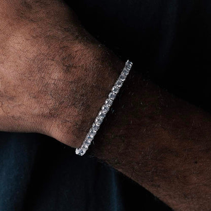 4mm VVS D Moissanite Tennis Bracelet – 925 Sterling Silver, 14K White Gold Finish, view 3