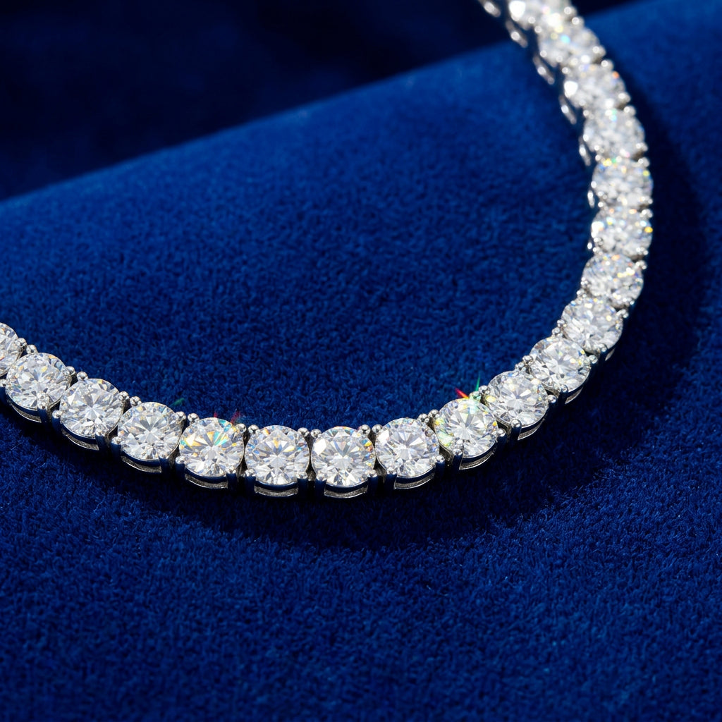 4mm VVS D Moissanite Tennis Bracelet – 925 Sterling Silver, 14K White Gold Finish, view 5