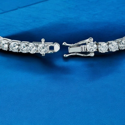 4mm VVS D Moissanite Tennis Bracelet – 925 Sterling Silver, 14K White Gold Finish, view 6