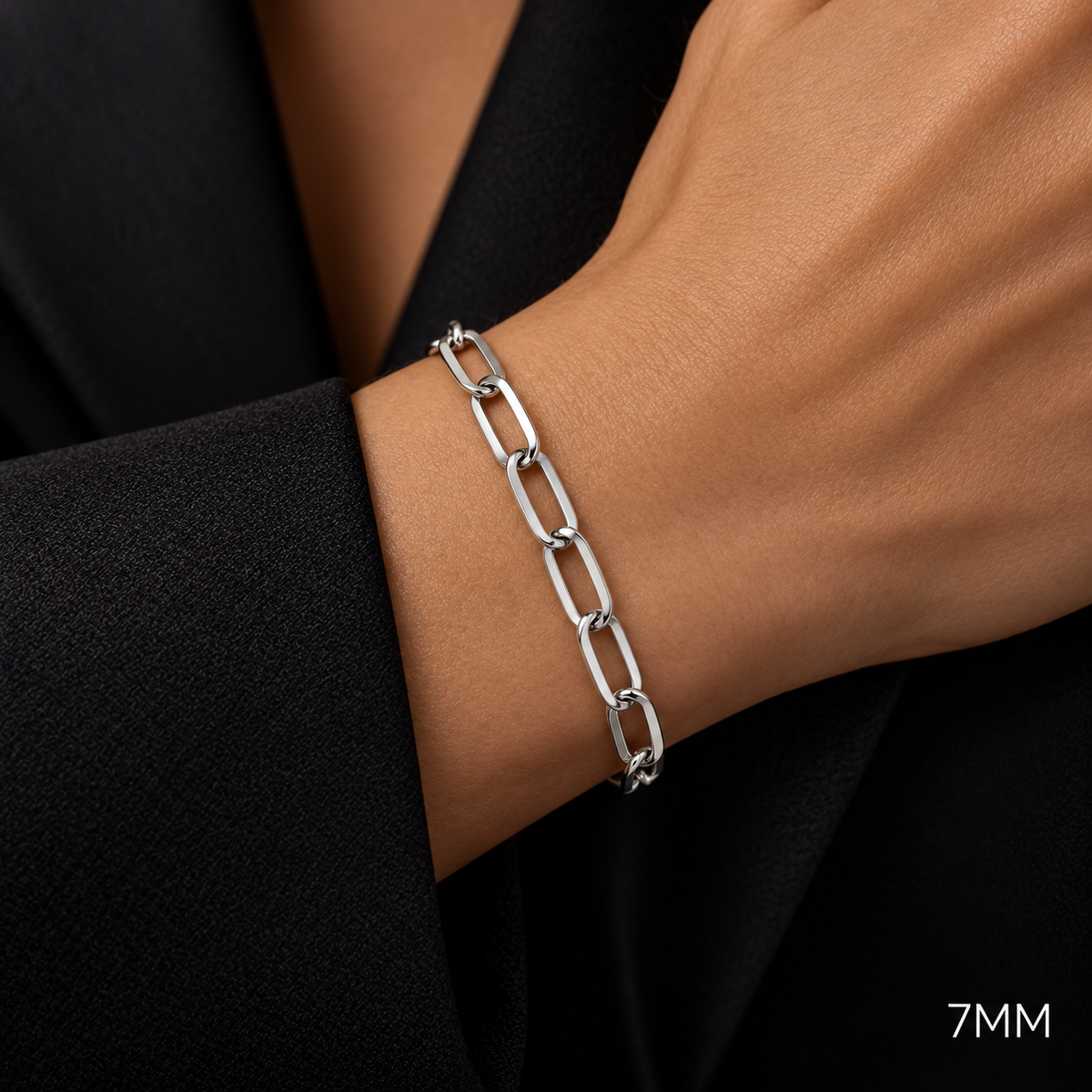 925 Sterling Silver Paper Clip Bracelet, view 2