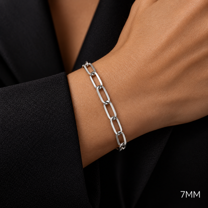 925 Sterling Silver Paper Clip Bracelet, view 2