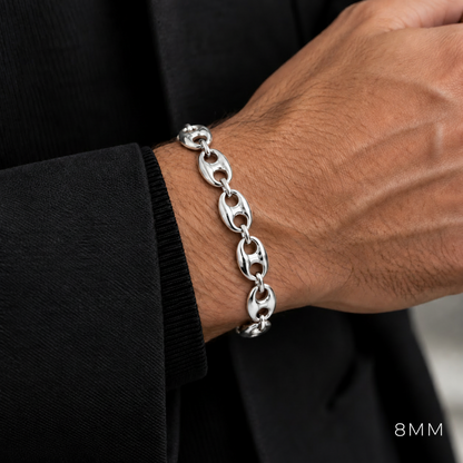 925 Sterling Silver Puffed Mariner Bracelet, view 5