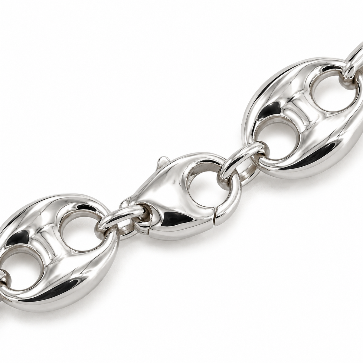925 Sterling Silver Puffed Mariner Bracelet, view 3