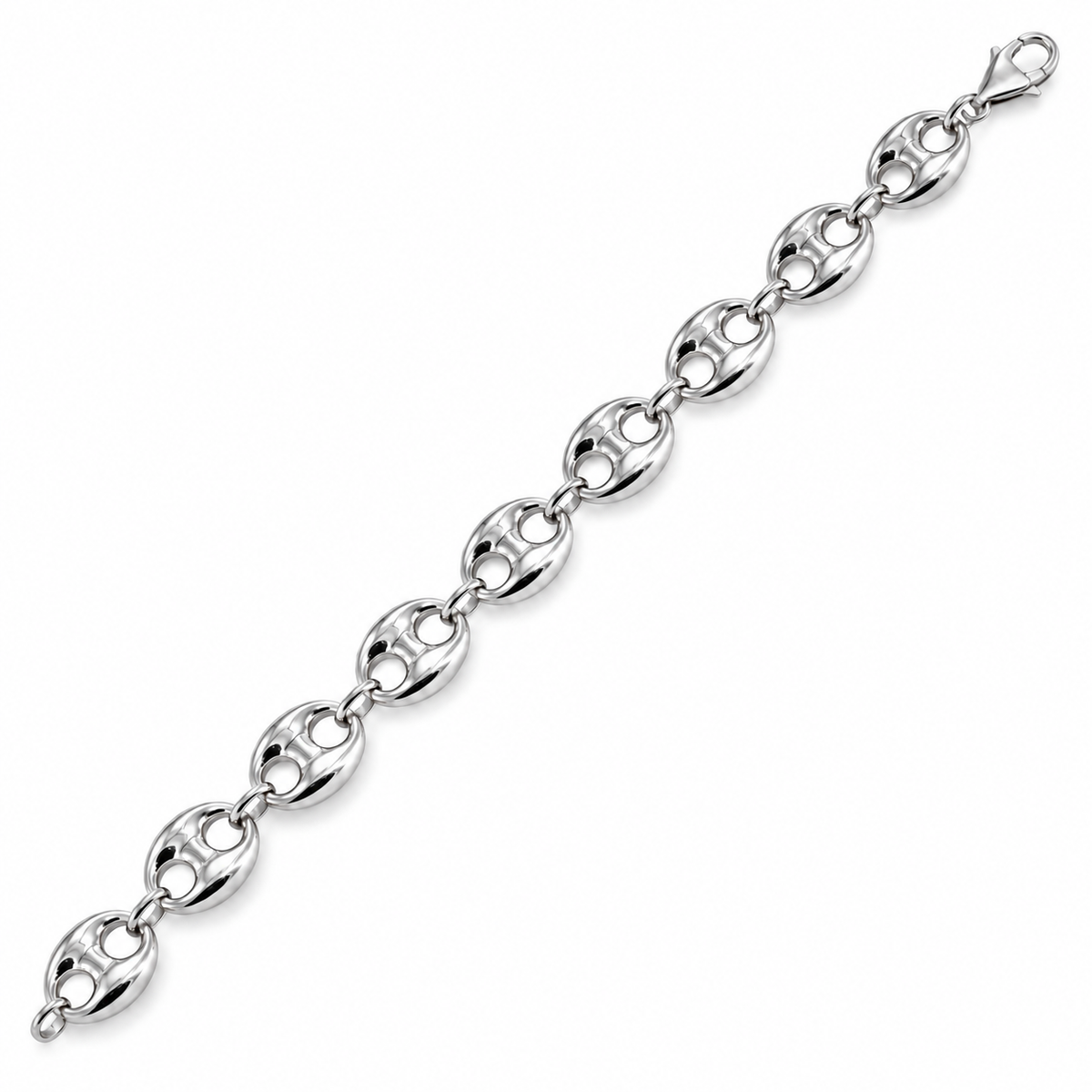 925 Sterling Silver Puffed Mariner Bracelet, view 2