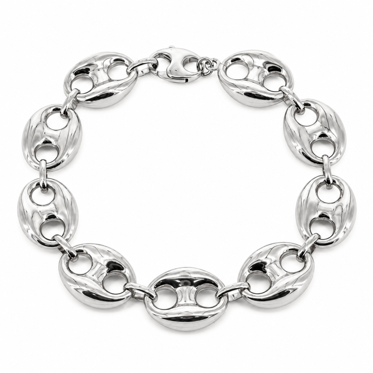925 Sterling Silver Puffed Mariner Bracelet