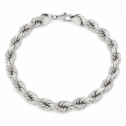 18K White Gold Solid Rope Bracelet