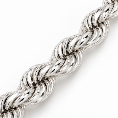 18K White Gold Solid Rope Bracelet, side view