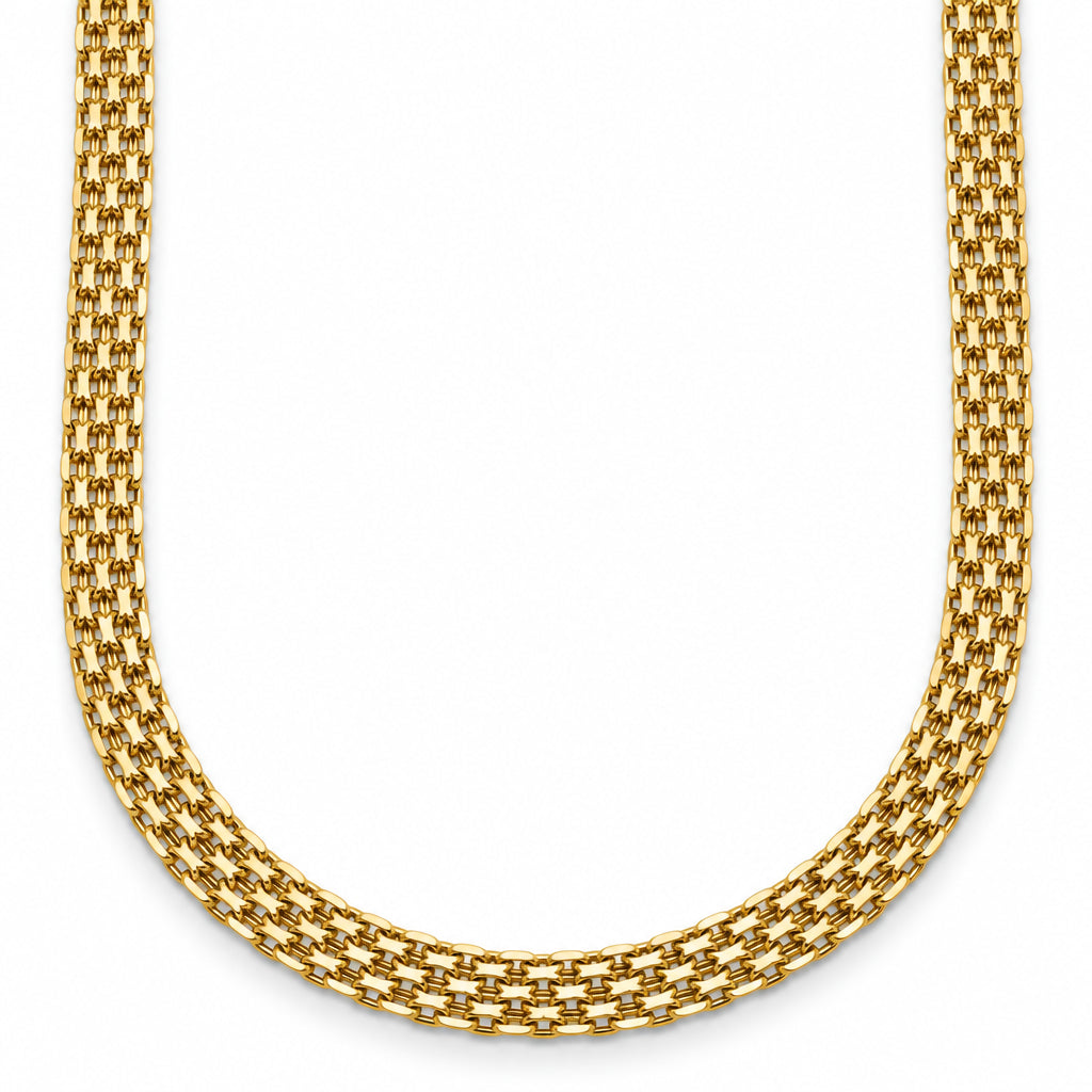 18K Yellow Gold Solid Bismark Chain