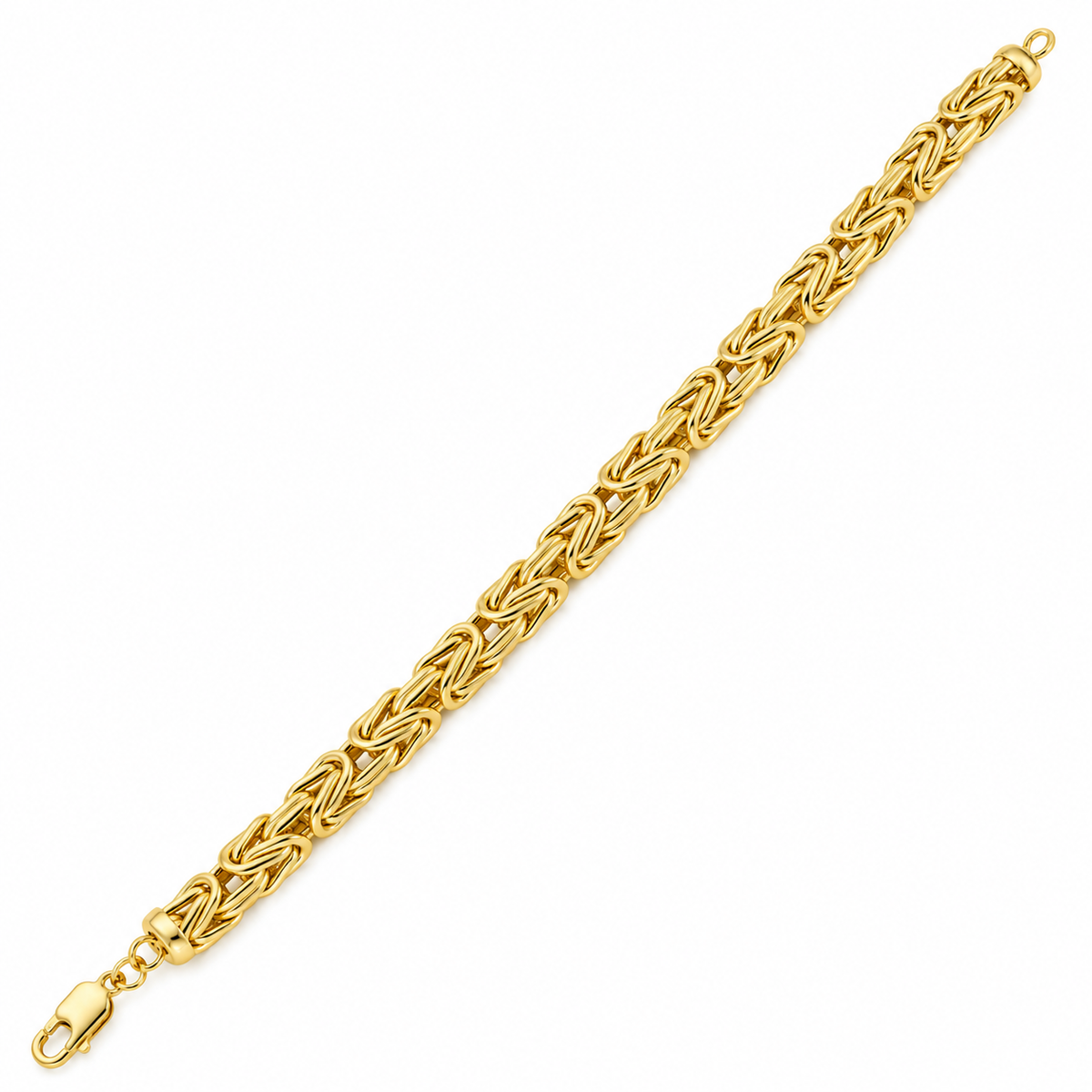 14K Yellow Gold Semi-Solid Byzantine Chain Necklace, view 2