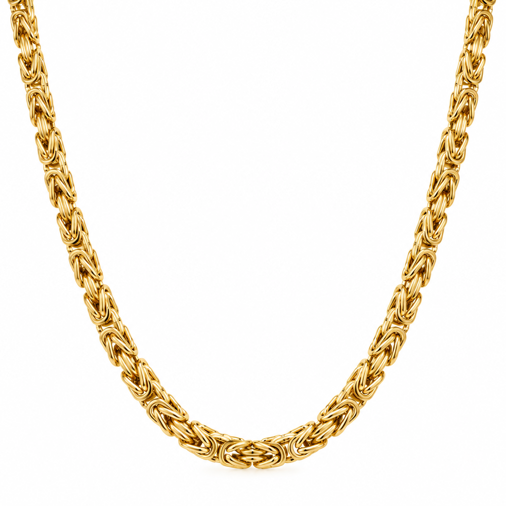 10K Yellow Gold Semi-Solid Byzantine Chain Necklace
