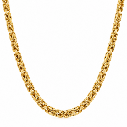 10K Yellow Gold Semi-Solid Byzantine Chain Necklace