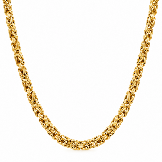 10K Yellow Gold Semi-Solid Byzantine Chain Necklace