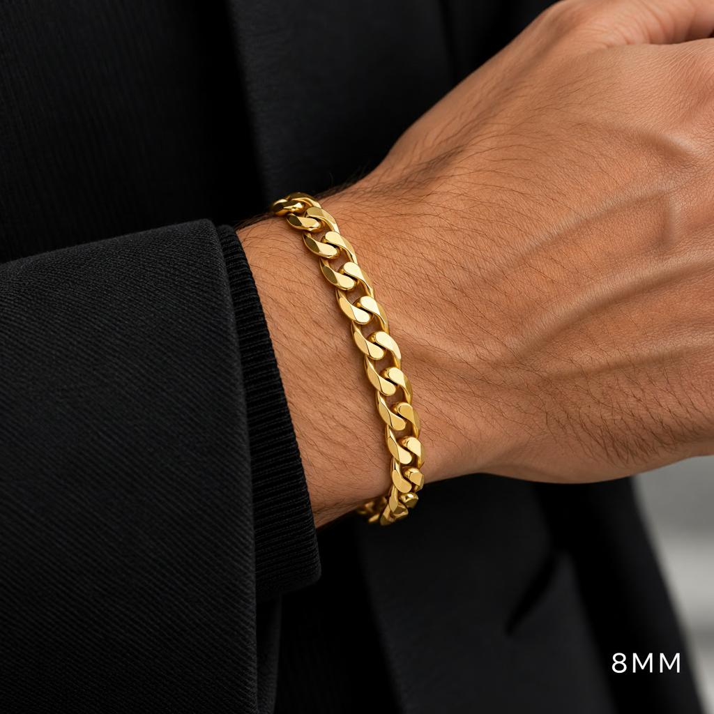 14K Gold Semi-Solid Cuban Curb Link Bracelet, alternate view