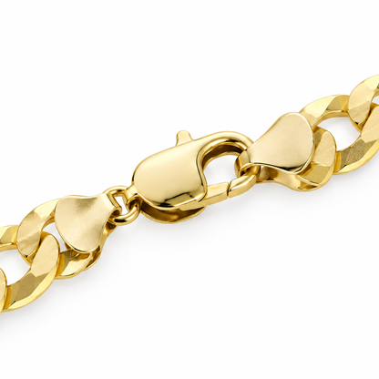 14K Gold Solid Cuban Curb Link Bracelet, close-up of the links