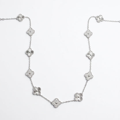 Clover Leaf Moissanite Necklace – 925 Sterling Silver, 14K Yellow Gold Finish