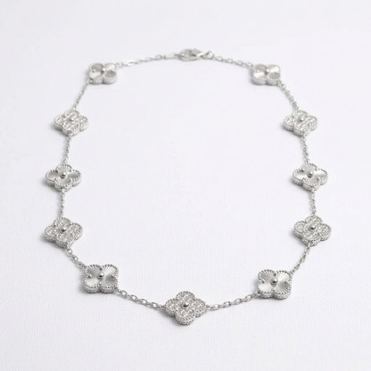 Clover Leaf Moissanite Necklace – 925 Sterling Silver, 14K Yellow Gold Finish, view 2