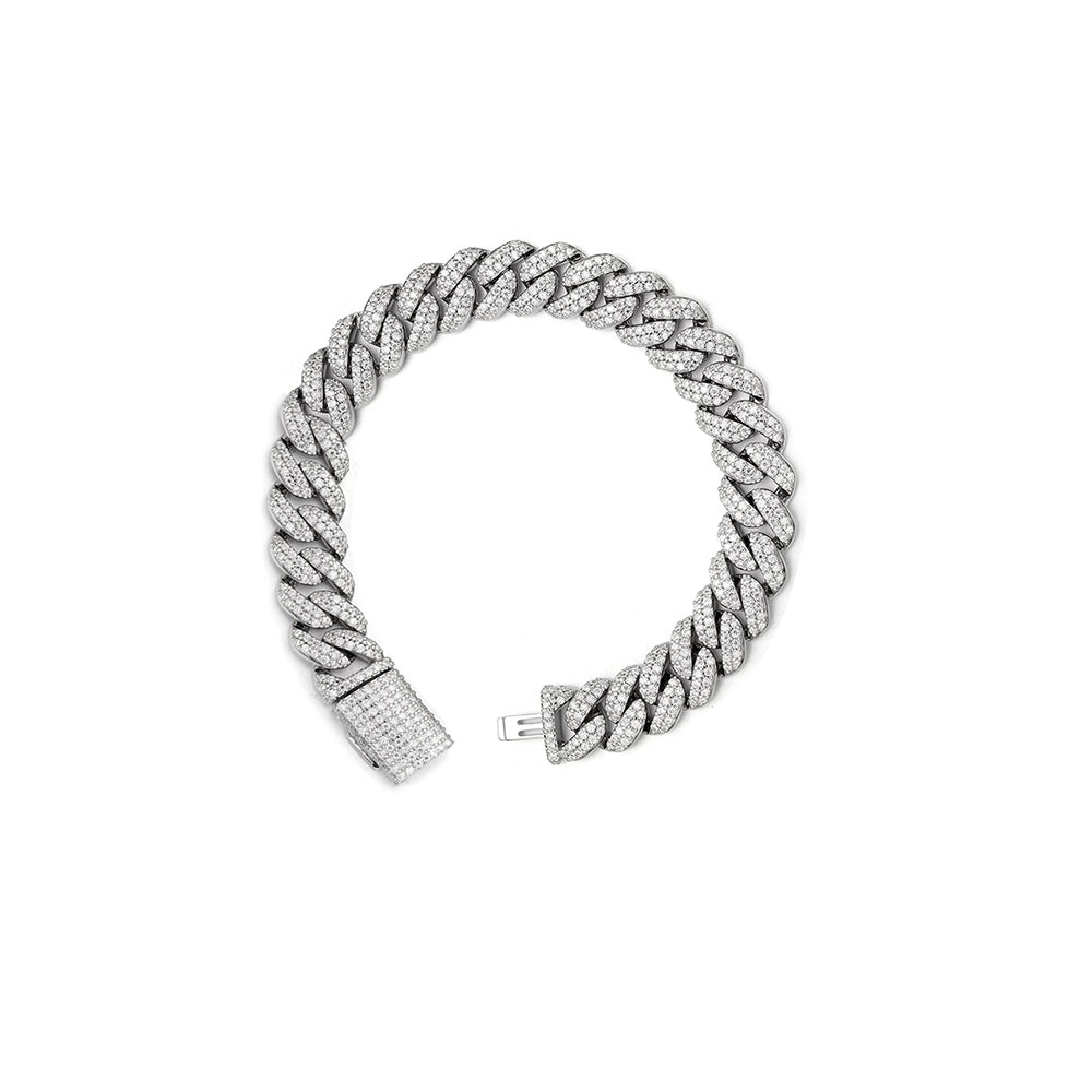 8mm Miami Cuban VVS D Moissanite Bracelet – 925 Sterling Silver, 14K Yellow Gold Finish