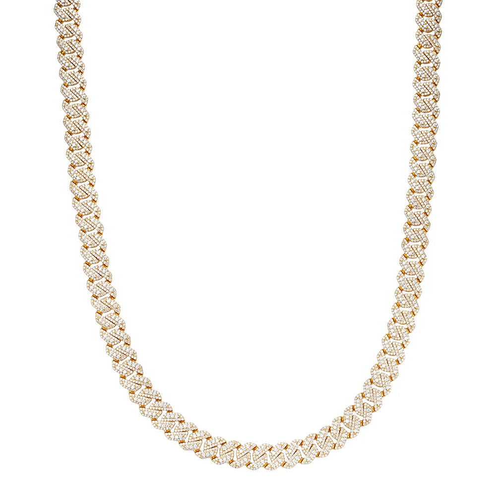 10mm Miami Cuban VVS D Moissanite Chain – 925 Sterling Silver, 14K Yellow Gold Finish