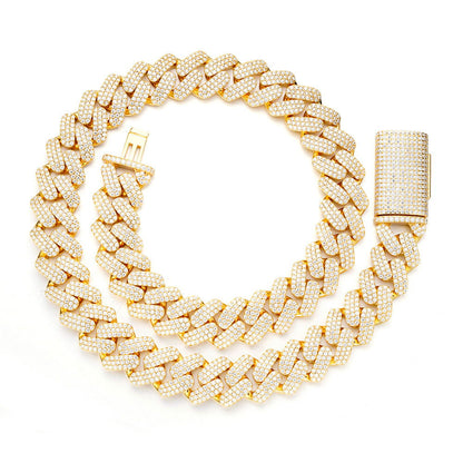 18mm Miami Cuban VVS D Moissanite Chain – 925 Sterling Silver, 14K Yellow Gold Finish, view 3