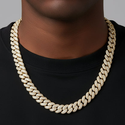 8mm Miami Cuban VVS D Moissanite Chain – 925 Sterling Silver, 14K Yellow Gold Finish, view 2