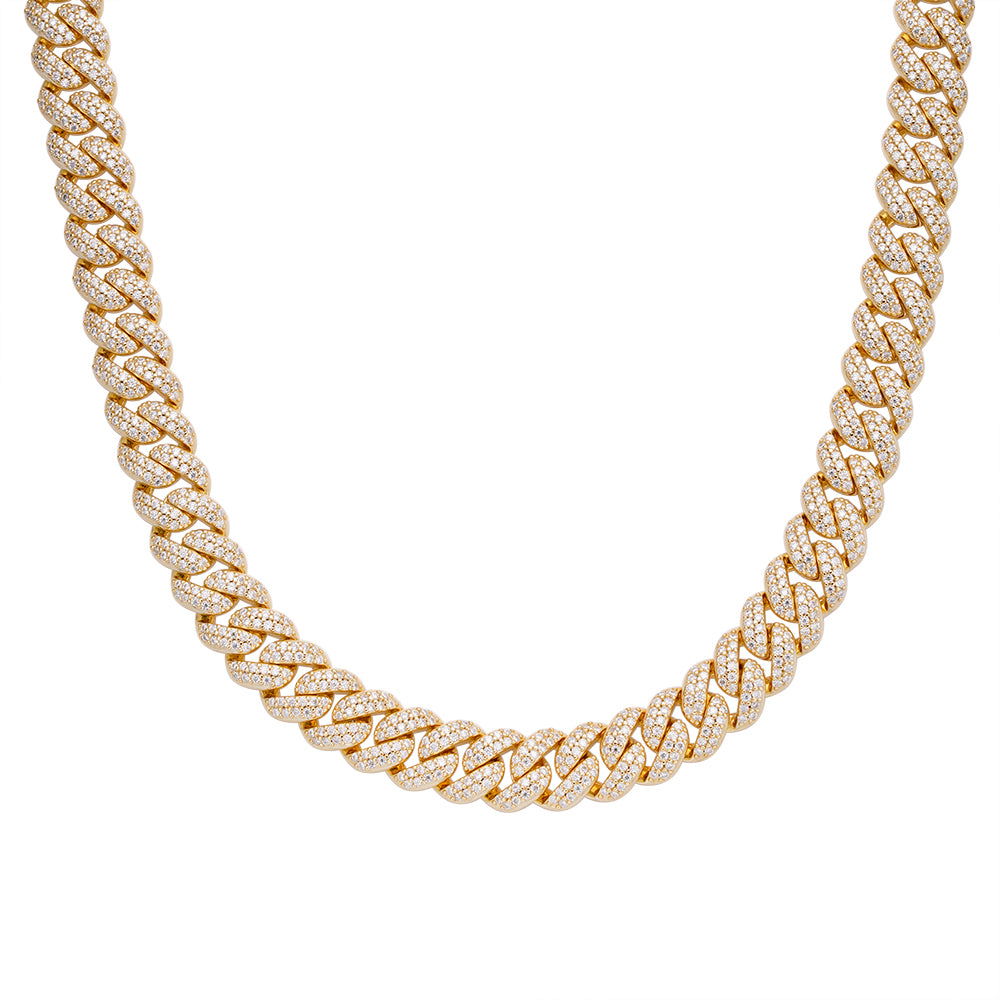 8mm Miami Cuban VVS D Moissanite Chain – 925 Sterling Silver, 14K Yellow Gold Finish