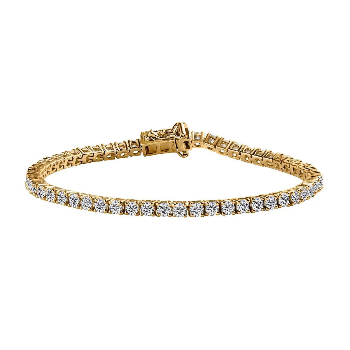 3mm VVS D Moissanite Tennis Bracelet – 925 Sterling Silver, 14K Yellow Gold Finish