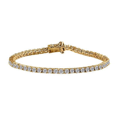 3mm VVS D Moissanite Tennis Bracelet – 925 Sterling Silver, 14K Yellow Gold Finish