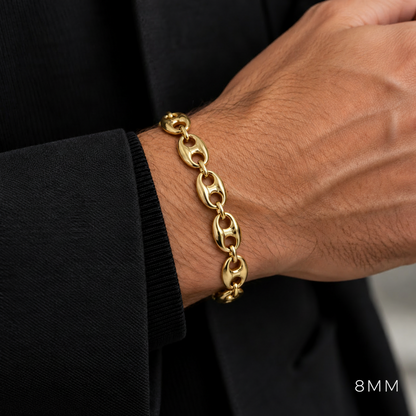 Gold Plated Sterling Silver Puffed Mariner Bracelet, view 3