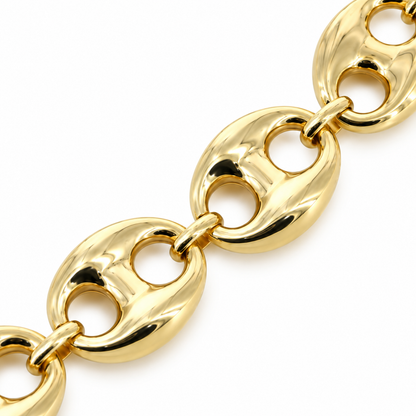 Gold Plated Sterling Silver Puffed Mariner Bracelet, view 2