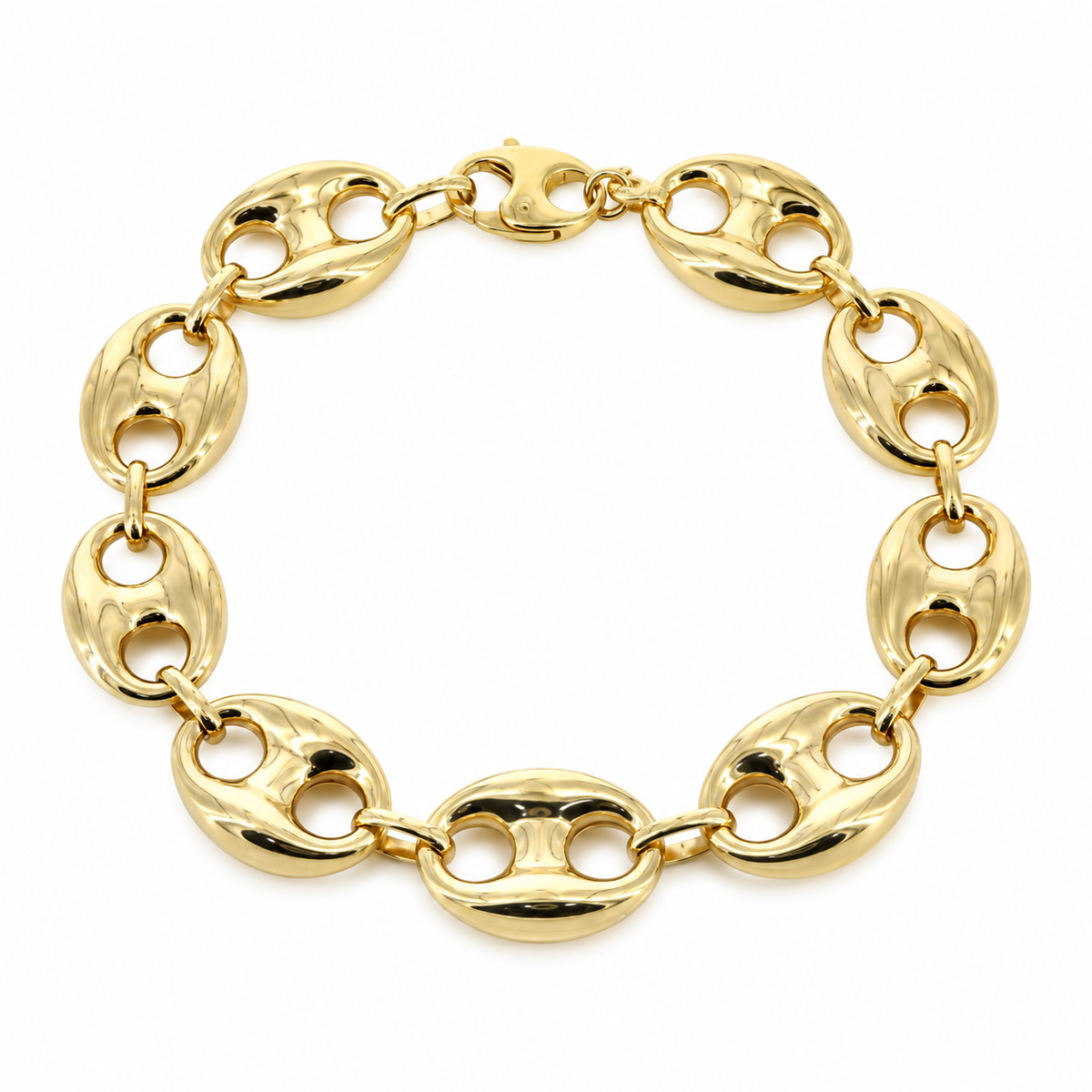Gold Plated Sterling Silver Puffed Mariner Bracelet
