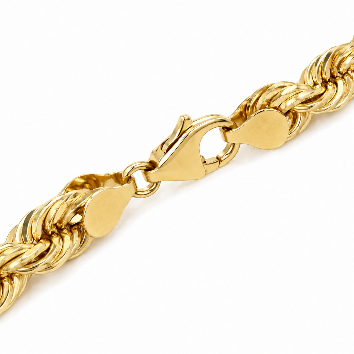 14K Gold Solid Rope Bracelet, detail view